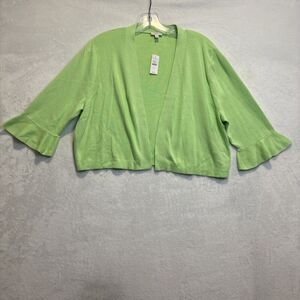 Talbots Women's Open Front Cropped Cardigan Sweater 3/4 Sleeve Flare Size XL NWT
